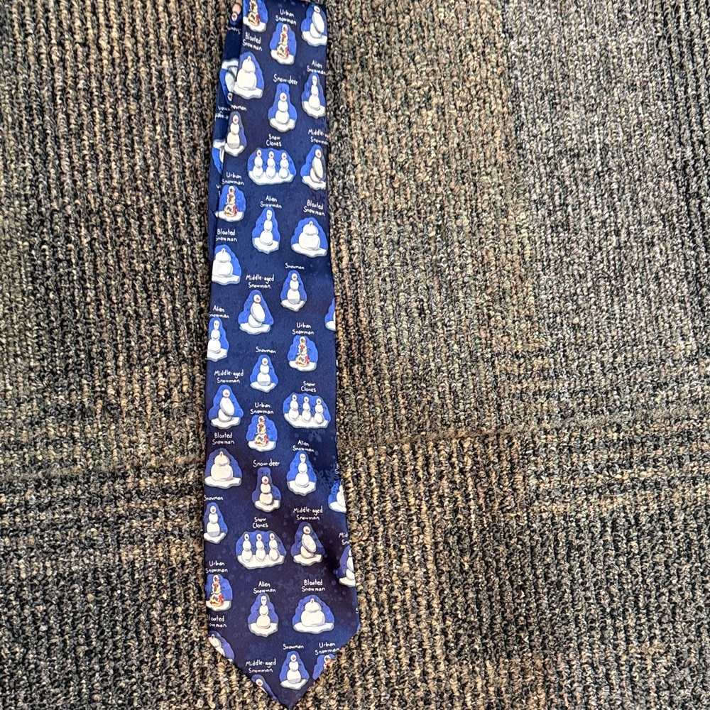 Blue Snowman Patterned Tie